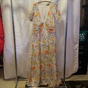 AGAIN Fonda dress with deep scoop neck